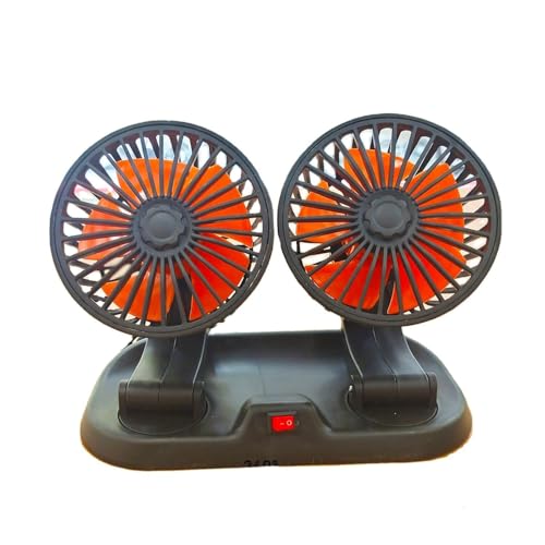 Image of AutoBizarre 12V Electric Car Cooling Fan 360 Rotatable Heads High Air Circulator Fan Manual Rotation for All Cars (Dual Head Fan)