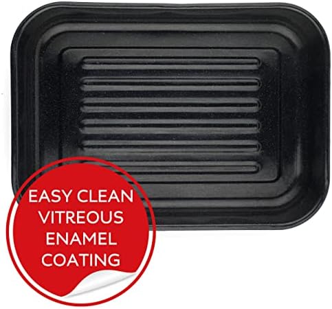 Russell Hobbs CW11431 Deep Roasting Tin, Vitreous Enamel Coated Large Roaster, Oven Baking Dish, Roast Chicken Tray, Meal/Vegetables, Dishwasher Safe, Romano Collection, 42 cm, Black