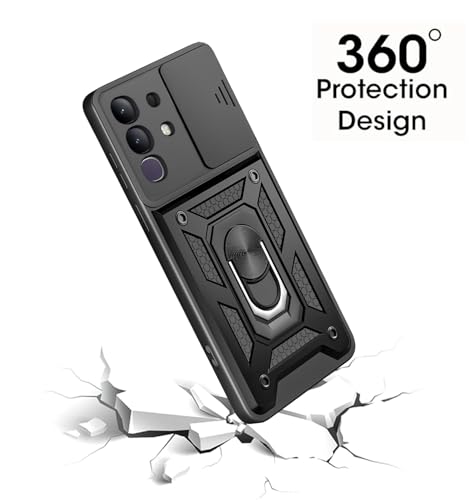 Image of PC,TPU Tough Armor Bumper Back Cover Case For iQOO Z10X 5G /Vivo T4X 5G|Sliding Camera Cover,Kickstand & Ring Holder 360 Degree Protection Back Cover For iQOO Z10X 5G /Vivo T4X 5G