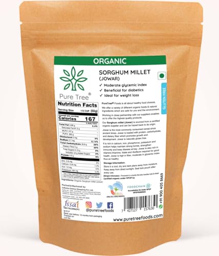 Image of Pure Tree Certified Organic Jowar Millet | 850 g | Sorghum Jawari Whole Grain | Unpolished Jonnalu | Gluten-Free-Millet