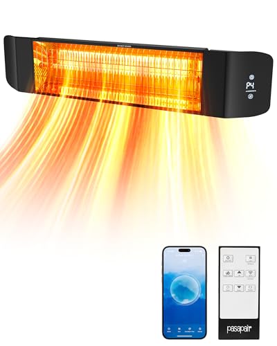 Pasapair Electric Patio Heater - Smart Infrared Indoor Heater 24H Timer with APP Control - Wall Mounted Outdoor Heater for Patio Garage - IP65 CSA Certified