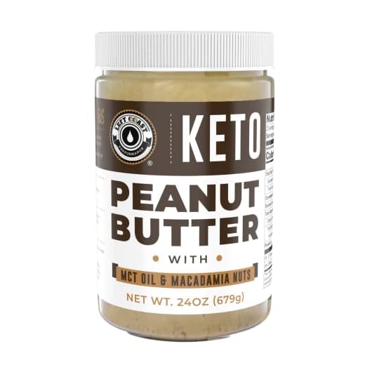 Keto Peanut Butter with Macadamia Nuts and MCT Oil Smooth, 24oz - Keto Nut Butter Spread, Fat bomb, Low carb keto snack