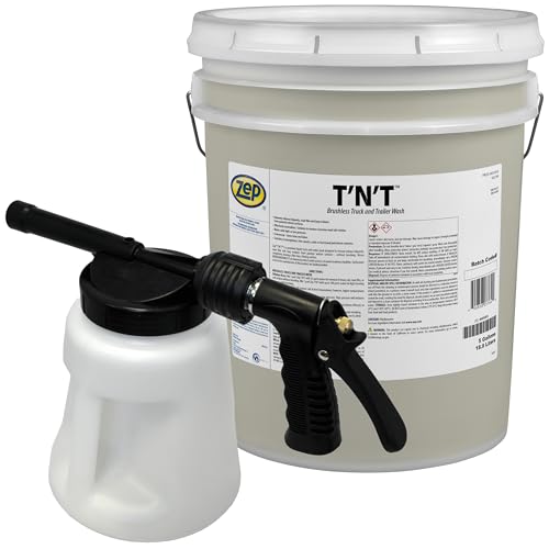 Zep TNT Brushless Truck and Trailer Wash Concentrate 5 Gal (Each) Model 481 Foamer 96 oz. - 37635 - Removes Exhaust Deposits, Road Film and Bug Residues