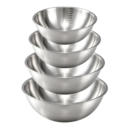 Gronivex 304 Stainless Steel Mixing Bowls, 4-Piece (1.5, 2.2, 3.4 & 4.2 Qt)
