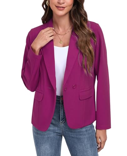 Womens Blazers Casual Long Sleeve Lapel Button Work Office Blazer Jackets with Pockets 2025, S-2XL2
