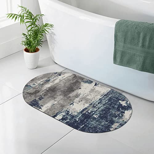 CARRDKDK Tappeto da bagno astratto blu diatomaceo antiscivolo, adatto sotto la porta, tappetino da bagno per doccia davanti alla vasca da bagno, doccia, lavandino (50 x 80 cm)