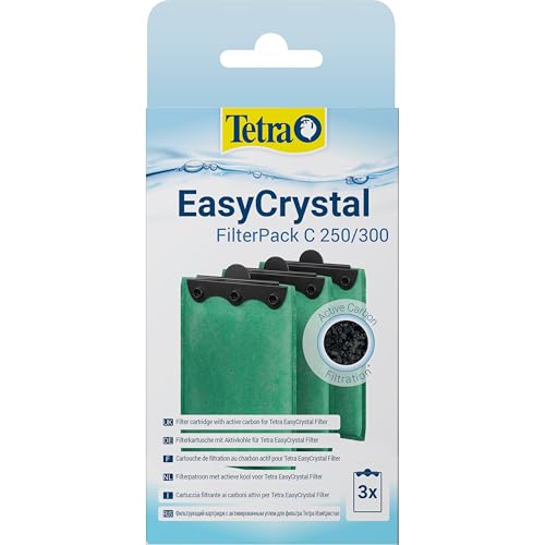 Tetra EasyCrystal Filter Pack C250/300 filter material with activated carbon, filter pads for EasyCrystal internal filters, suitable for aquariums from 15-60 liters, 3 pieces, Green