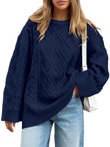 Trendy Queen Oversized Sweaters Womens Cable Knit Warm Coastal Grandma