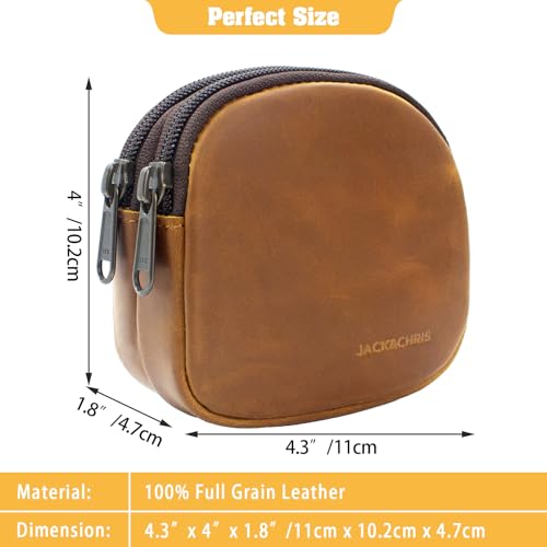 Image of Jack&Chris Coin Purse for Men, Genuine Leather Mini Coin Wallet Zipper Pocket with Back Belt Loop, Coin Bag for Men