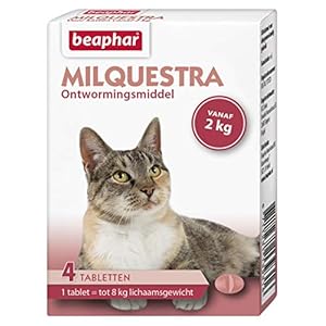 Beaphar 13931 Milquestra ontwormingsmiddel kat 4 tabletten, roze