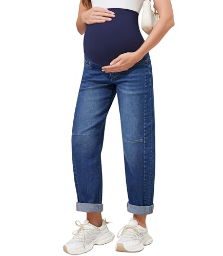 Image of PACBREEZE Women's Maternity Jeans Over Belly Skinny Stretchy Denim Pants Comfy Slim Pregnancy Pants