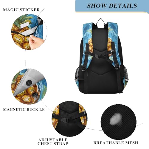 senya Pineapple in The Sea Backpack Water-Resistant Bag Lightweight Bookbags with Reflective Strip2