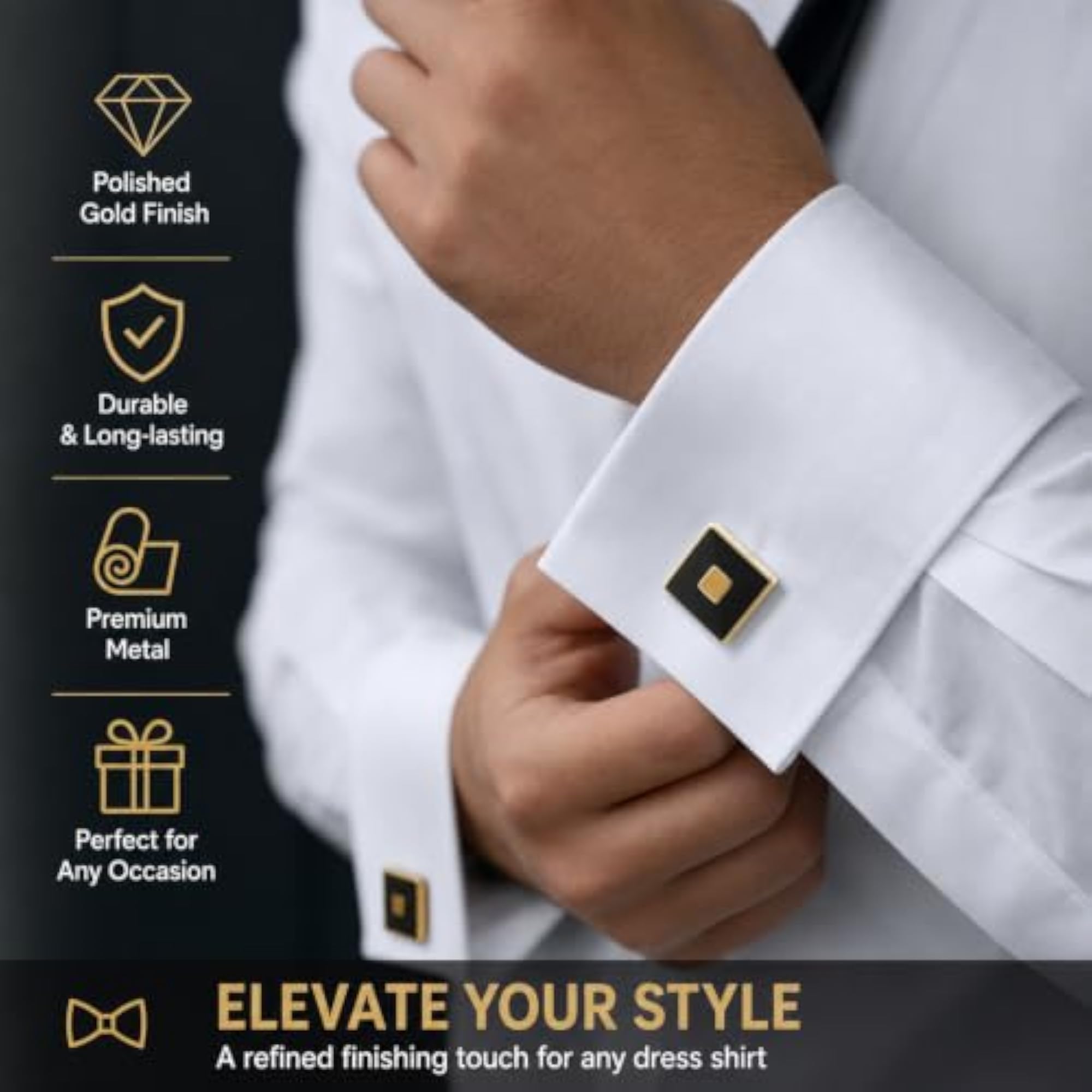 4 Pcs Cufflinks for Formal, Cufflinks Set