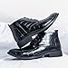 Men's Printed Leather Lace-up Oxford Boots with Side Zipper Casual High Top Chukka Boots Fashion Business Work Dress Ankle Boots (Black,8.5)