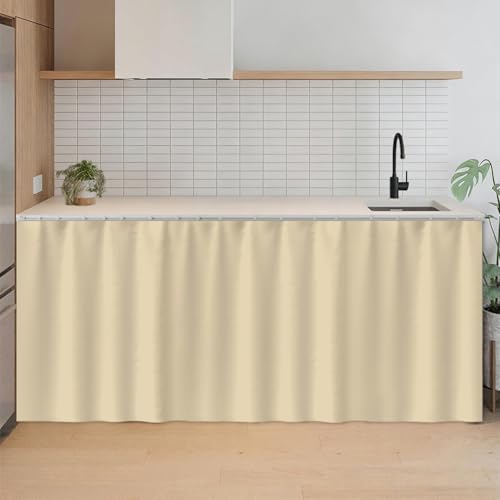 SK Studio Short Curtains for Kitchen, Privacy Cabinet Curtain Dust-Proof Window Shades Doorway Curtain for Closet Storage Room Beige, 51.1' W x 27.6' H
