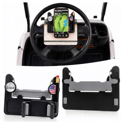 Golf Cart Steering Wheel Phone Mount, Flip-Up Scorecard Holder with Pencil