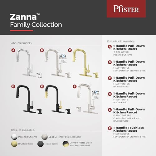 Pfister Zanna 1-Handle Pull-Down Kitchen Faucet in Matte Black and Brushed Gold by Pfister - Image 5