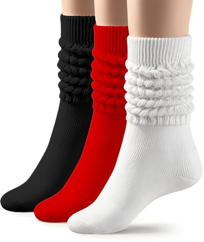 TRIITECH 3 Pairs Scrunchy Socks for Women Slouch Socks Women