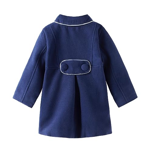 LittleSpring Little Girls Dress Coat Faux Wool Slim-Fit Peacoat2