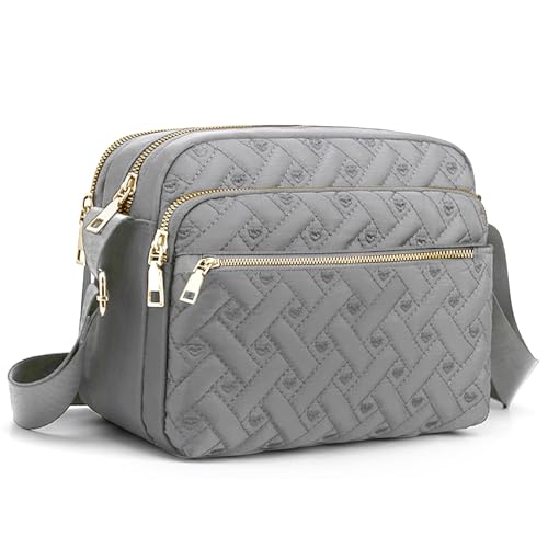 Image of Medium Nylon Crossbody Bags for Women Trendy Crossbody Purses Travel Large Cross Body Bag Quilted Purse