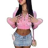 Lieferumfang: 1 x Damen-Sweatshirt mit Kunstpelz, Streetwear, schmale Passform, Samt-Hoodie, Herbst.