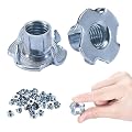 3/8"-16 T-Nuts | 100pc | by Bolt Dropper, Pronged Tee Nut. for Wood, Rock Climbing Holds, Cabinetry (3/8"-16 x 7/16", (100 Pack), Zinc Plated Steel)