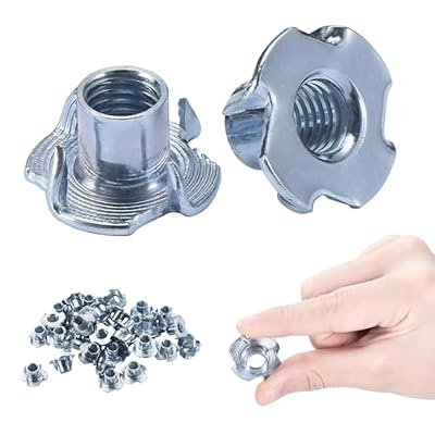 3/8"-16 T-Nuts | 100pc | by Bolt Dropper, Pronged Tee Nut. for Wood, Rock Climbing Holds, Cabinetry (3/8"-16 x 7/16", (100 Pack), Zinc Plated Steel)