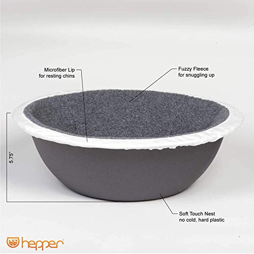 Hepper - Nest Cat Bed - Modern Cat Furniture - Cat Bowl with Removable & Washable Fleece Liner - Grey/Orange