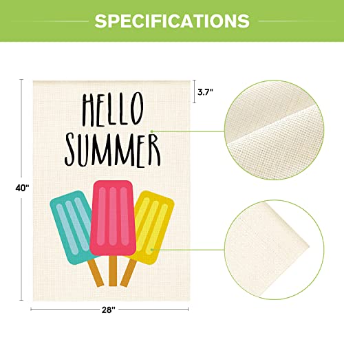 Avoin Colorlife Hello Summer Popsicles House Flag Double Sided Outside Ice Cream Blue Red Yellow Pops, Seasonal Rustic Garden Yard Outdoor Decoration 28 X 40 Inch #TOP5