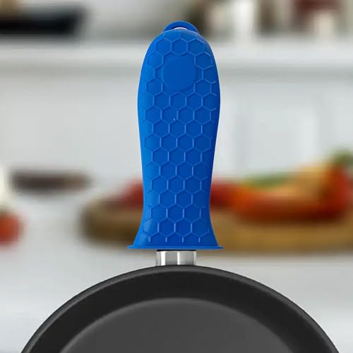Image of Kuber Industries Hot Handle Holder | Silicone Hot Handle Holder | Heat Resistant Handle | Non Slip Pot Holders | Iron Handle Covers | Kitchen Hot Pot Holder | HH002 | Set of 2 | Black