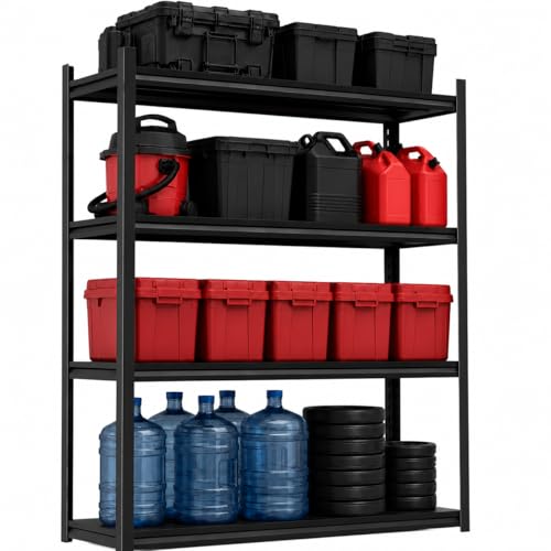 BEESTMUEBLE Garage Shelving, 2400 LBS Heavy Duty Metal Storage Shelves, 4-Tier Adjustable Storage Rack for Garage, Warehouse, Basement, 39.4" W x 17.7" D x 54.3" H