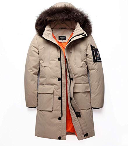 「IMIVIO」 ダウンコート メンズ ダウンジャケットロング丈 レディース ロングダウンジャケット 高襟 防寒 アウターダウン 厚手 暖かい ジャンパー ブルゾン アヒルダウン 男女兼用 (M, ベージュ)