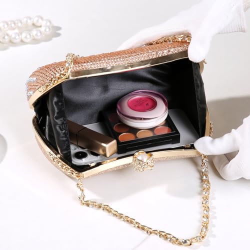 Dreubea Womens Fashion Rhinestone Evening Handbag with Chain Shiny Tote Clutch Bag2