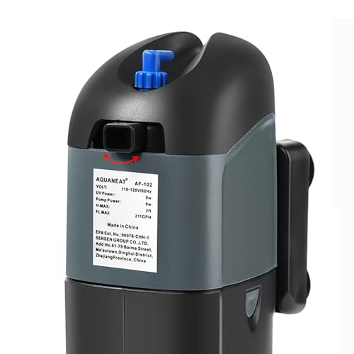 Image of AQUANEAT Aquarium Filter 9W with Spare UV Bulb Green Water Killer Submersible Pump Filter 211GPH for 150 Gallon Fish Tank