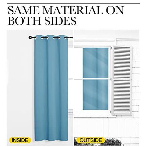 Image of NICETOWN Blackout Draperies Curtains for Kids Room, Window Treatment Thermal Insulated Grommet Blackout Drape Panels for Bedroom (Teal Blue, Set of 2, 34 by 54 inches)