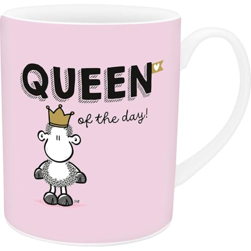 Sheepworld Tazza XL Queen of the day | Grande tazza da caffè in porcellana, XL Jumbo, 60 cl, tazza con scritta | regalo, fidanzato, fidanzata | 74724