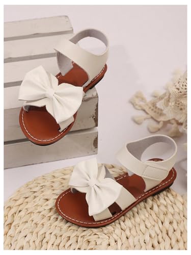 Image of GORGLITTER Girl's Sandals Dressy Bow Ankle Strap Sandal Open Toe Slides Flats Summer Cute Vacation Sandals