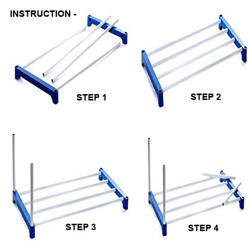 Image of Nisarg - Multipurpose Rustproof Metal, Plastic Shoe Rack, Foldable Wide Storage Rack for Books. Toys, Shoes Easy to Move & Assemble (Rustproof) with Wheels (3 Shelves)
