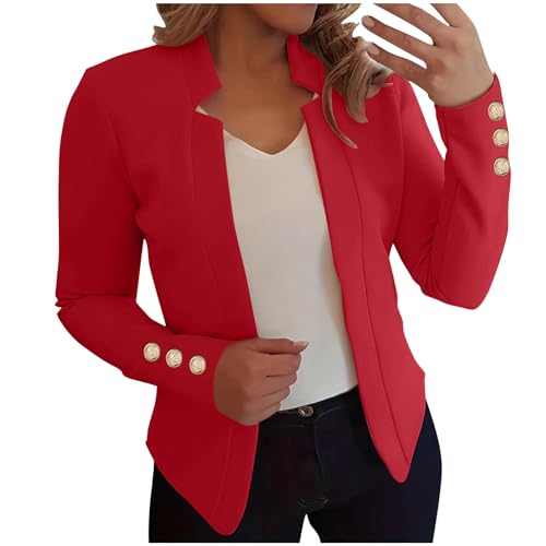 Women's Blazer Tops Fashion Solid Color Slim fit Plus Size Long Sleeve Notch Collar Suit Jacket Cardigan Coat Tops