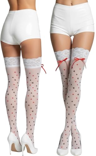 Image of ToBeInStyle Women's Harlequin Jester Thigh High Stockings Playing Card Checkered Opaque Halloween Costume Hosiery