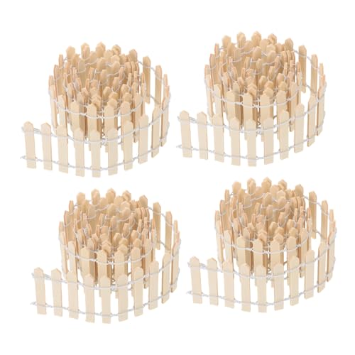 Milisten 4 Piezas Decoración de jardín en Miniatura Valla de estacas en Miniatura decoración de de la casa de muñecas Valla de de Paisaje plástico el plastico Beige
