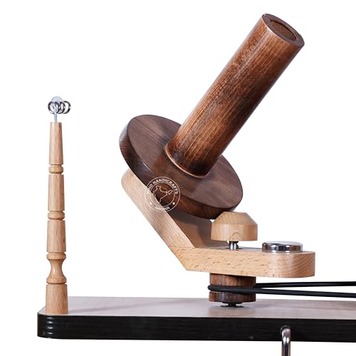 Image of Hind Handicrafts Wooden Yarn Ball Winder for Knitting Crocheting - Handcrafted - Natural Hand Operated - Knitter's Gifts Center Pull Ball Winder