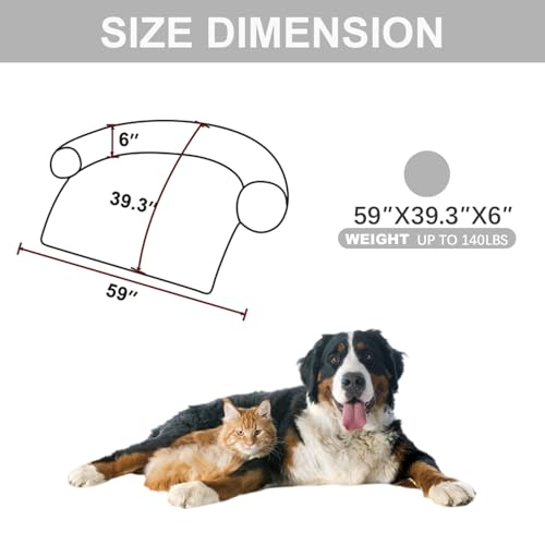 Image of Calming Dogs /Cats Bed Mats, Dog Pad Washable Removable Couch Cover, Plush Long Fur Mat for Pets, Waterproof Lining, Perfect for Small, Medium and Large Dogs and Cats (Light Gray, 59 inchx39 inch)