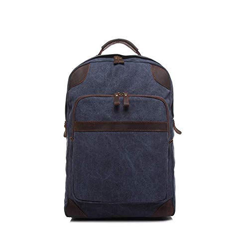 HONGYU Rucksack, Retro Crazy Horse Leder Herren Rucksack Stone Mill Canvas Rucksack Travel Daypacks 14 Zoll Laptop Rucksäcke Schüler Schultasche