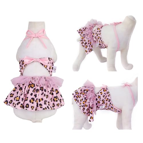Image of CuteBone One Piece Dog Bikini Swimsuit Dress - Puppy Bathing Suit Costume for Small Dogs - Comfortable & Stylish Pet Clothes for Summer Pool, Beach & Play LTDB02M