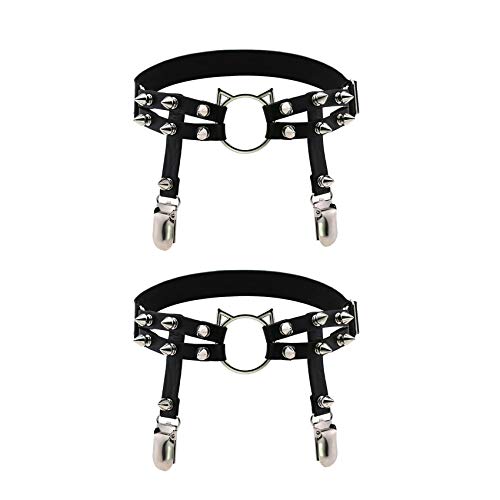 Alisikee 2Pcs Cat Leg Garter With Clips, Elastic Adjustable Thigh Garters Belt For Women, Black #TOP17