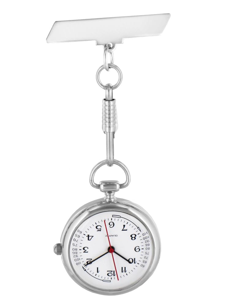 Pacific Time Krankenschwesteruhr Schwesternuhr Krankenpflegeuhr Kitteluhr Pflegeuhr Tachymeter Analog Quarz (weiß) 20655
