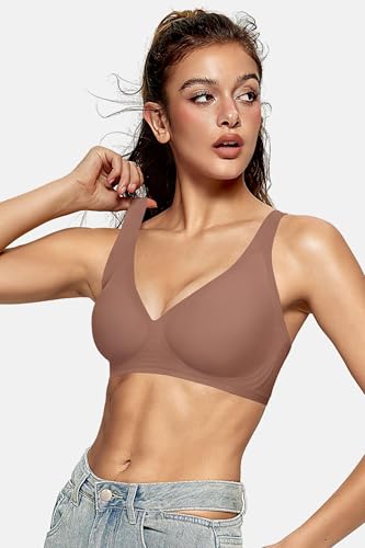 Image of OEAK Womens Jelly Bras Wireless Deep V Bralette Comfy Push Up Tshirt Bras