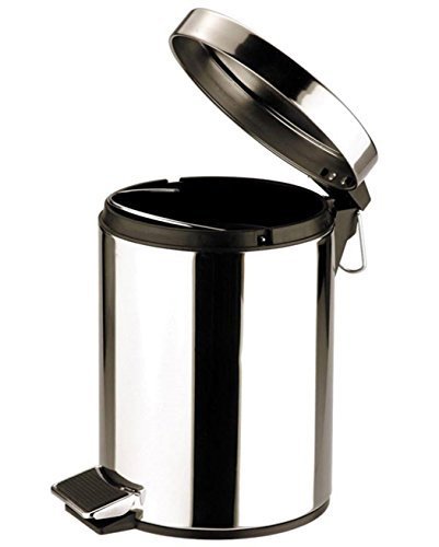 Zodiac Round Stainless Steel Pedal Bin with Mirror Finish, 12 Litre, Silver by Zodiac