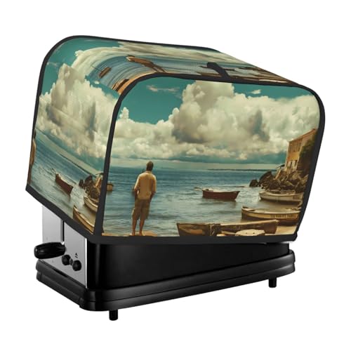 Copertura per tostapane a 2 fette, copertura per tostapane con tasche per piccoli elettrodomestici da cucina e protezione dalle impronte digitali, lavabile in lavatrice